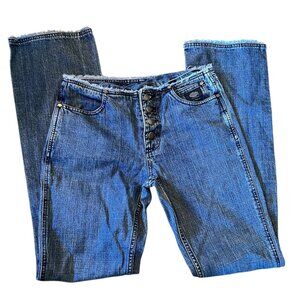 Vintage Harley Davidson Button Fly Raw Hem Mid-Rise Denim Jeans 4